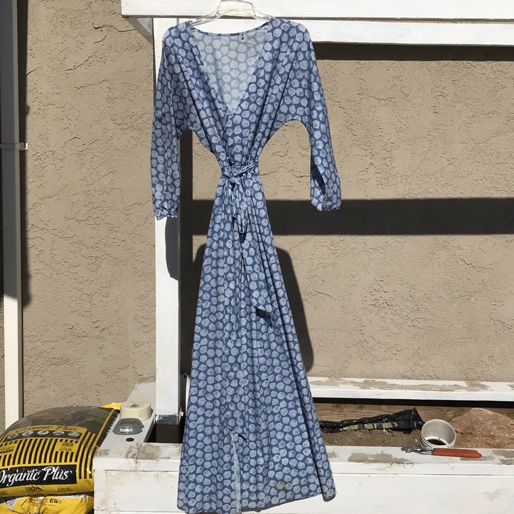 COPY - Long maxi wrap dress w/belt and front slit